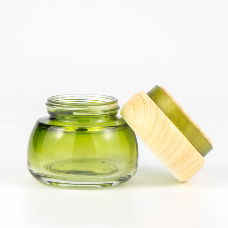 30g 50g cosmetic container wide mouth green frosted face care cream glass jars