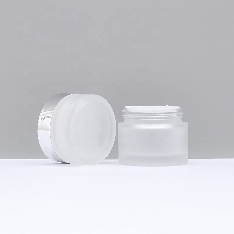 30g 50g custom cosmetic cream container frosted white glass face body makeup cream jars