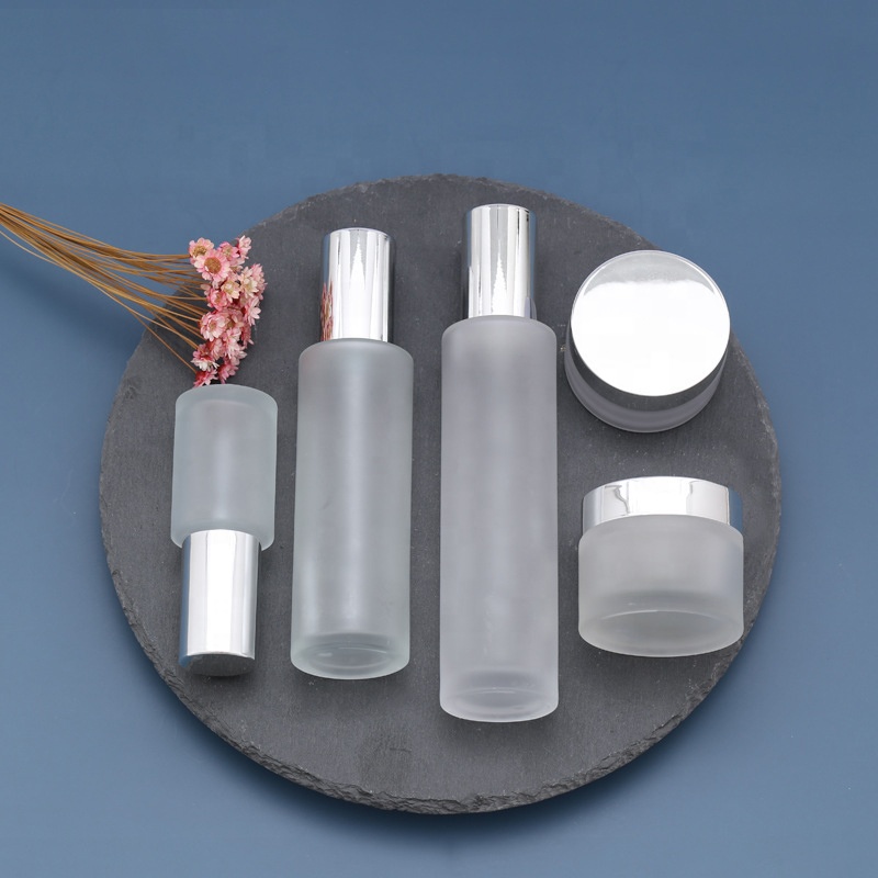 30g 50g custom cosmetic cream container frosted white glass face body makeup cream jars