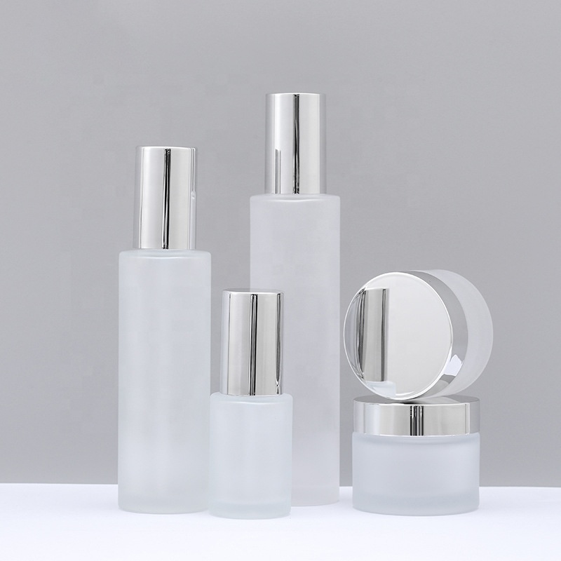 30g 50g custom cosmetic cream container frosted white glass face body makeup cream jars