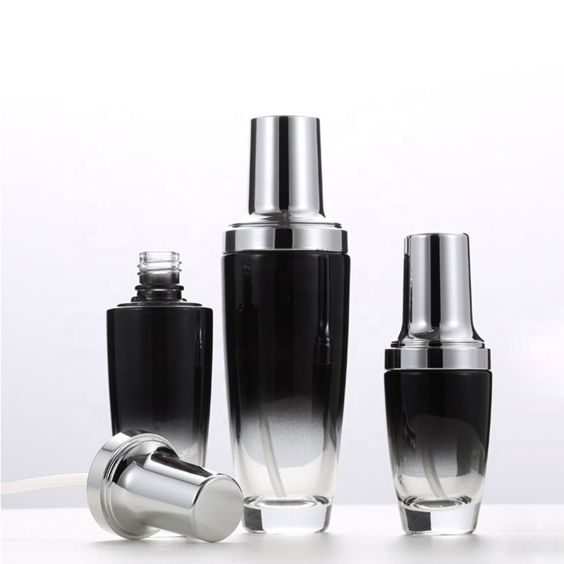 30g 50g custom cosmetic gradient black glass face body makeup cream jars