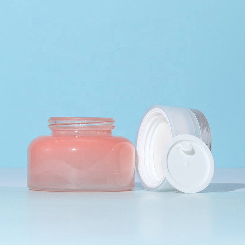 30g 50g custom cosmetics cream empty jars skill care pink lotion glass cream jar