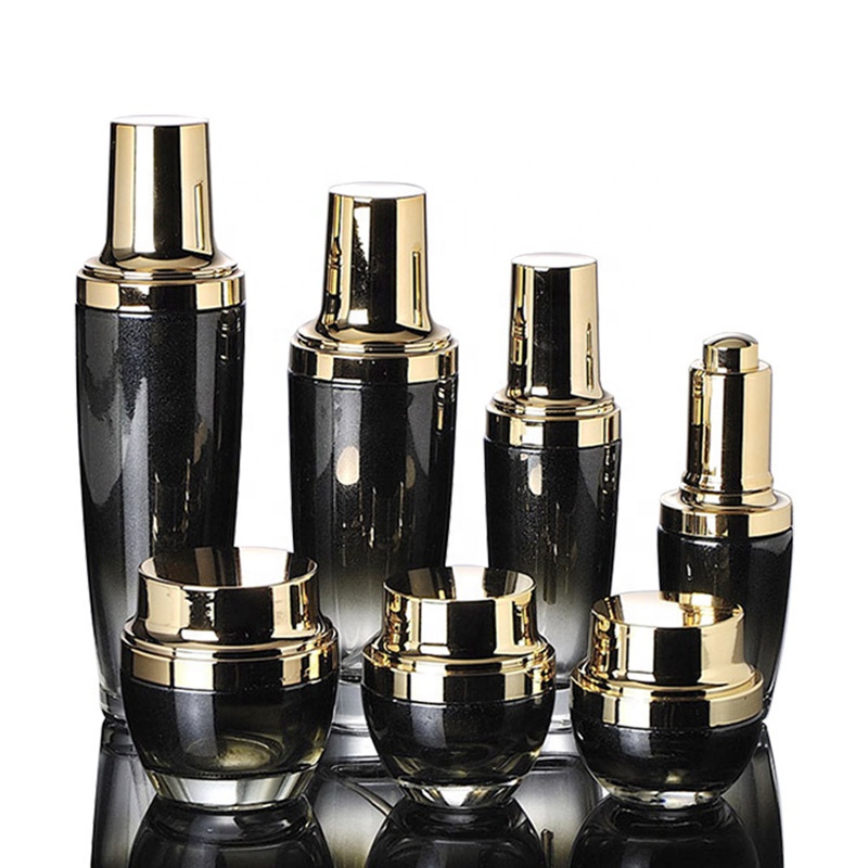 30g 50g custom luxury cosmetic gradient black container empty glass makeup cream jars