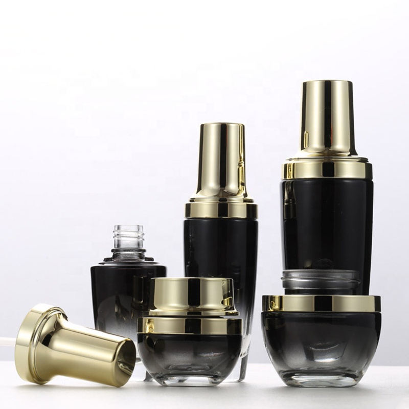 30g 50g custom luxury cosmetic gradient black container empty glass makeup cream jars