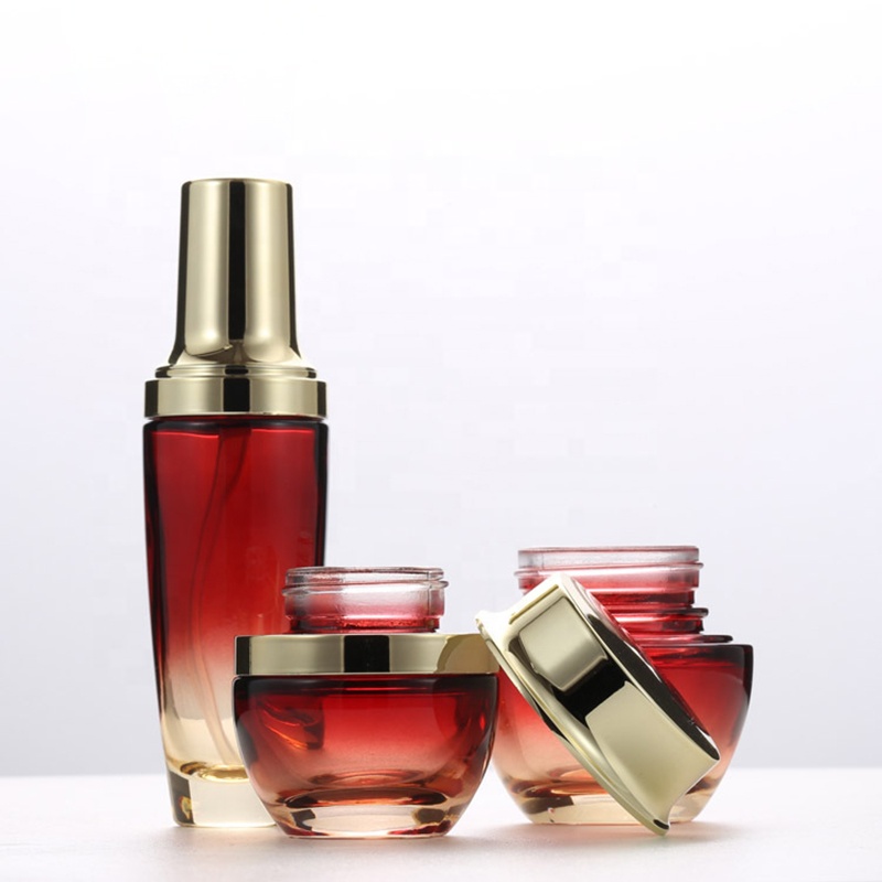 30g 50g custom luxury cosmetic gradient red container empty glass makeup cream jars
