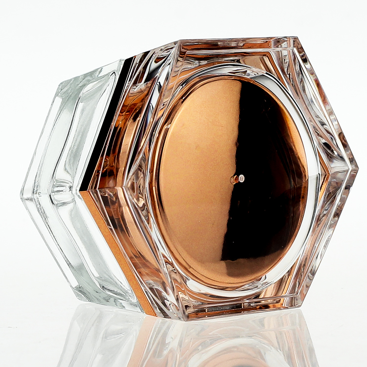 30g 50g customized luxury cosmetic cream jar packaging glass with acrylic cap and gold pump