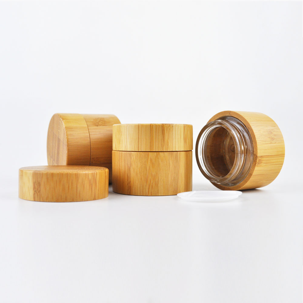 30g 50g eco-friendly glass inner cosmetic cream jar with all-inclusive bamboo