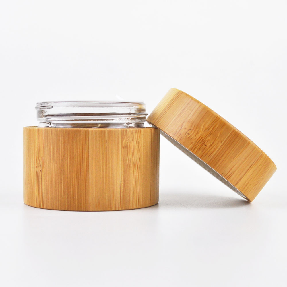 30g 50g eco-friendly glass inner cosmetic cream jar with all-inclusive bamboo