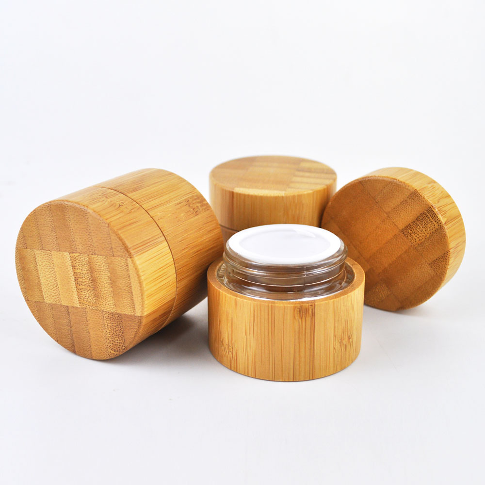 30g 50g eco-friendly glass inner cosmetic cream jar with all-inclusive bamboo