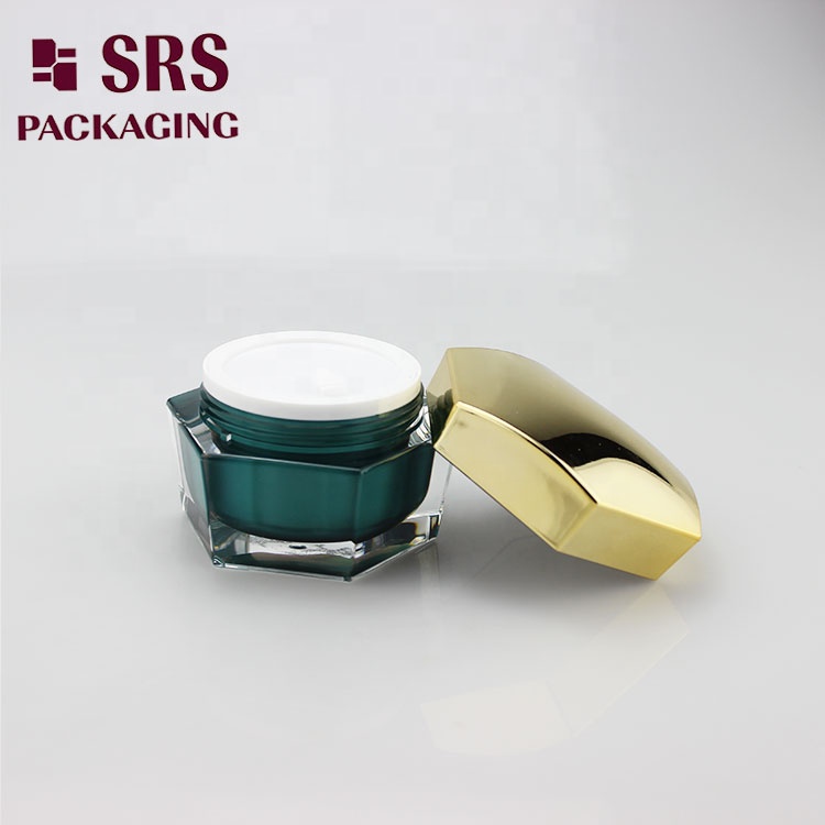 30g 50g empty unique shape luxury high quality cosmetic hexagon acrylic jar