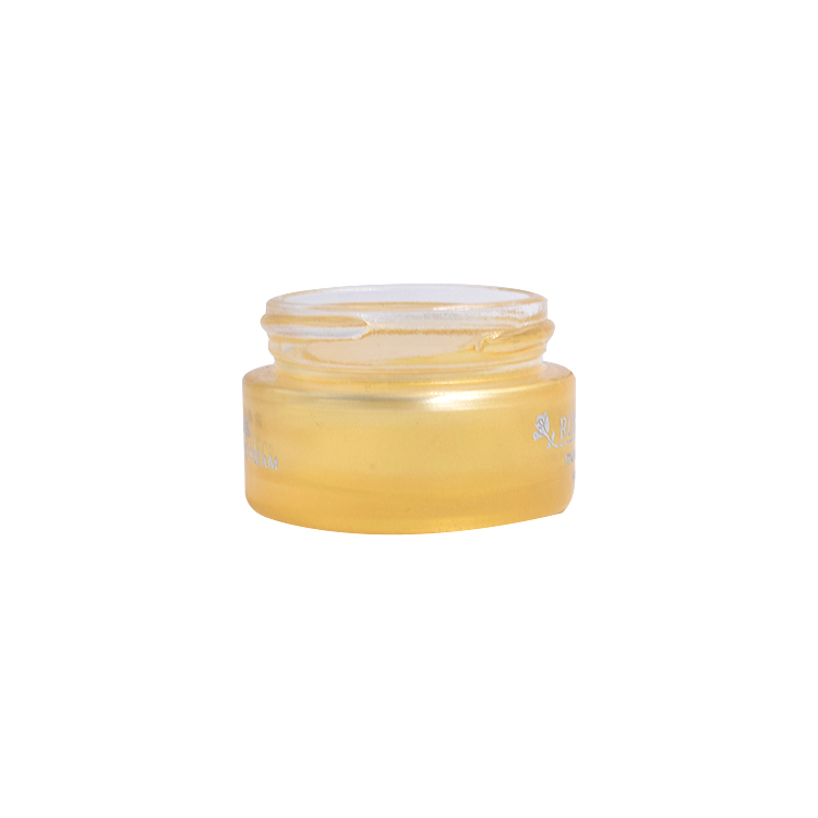 30g 50g flat shape cream glass jar storage cosmetic small yellow cream storage glass jar with black aluminum handle design lid