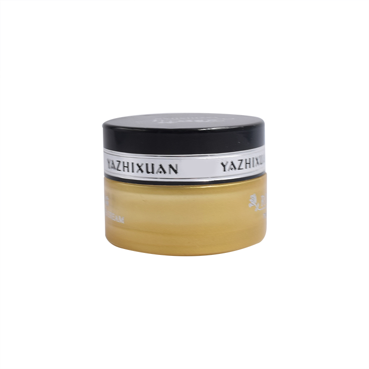 30g 50g flat shape cream glass jar storage cosmetic small yellow cream storage glass jar with black aluminum handle design lid