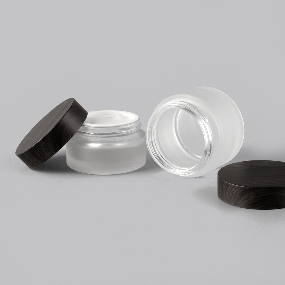 30g 50g frosted cosmetic packaging face cream glass jar ABS black jar wood lid