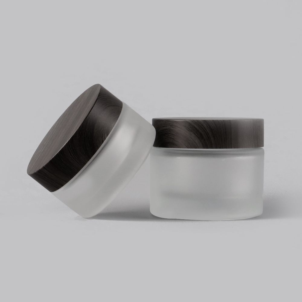 30g 50g frosted cosmetic packaging face cream glass jar ABS black jar wood lid