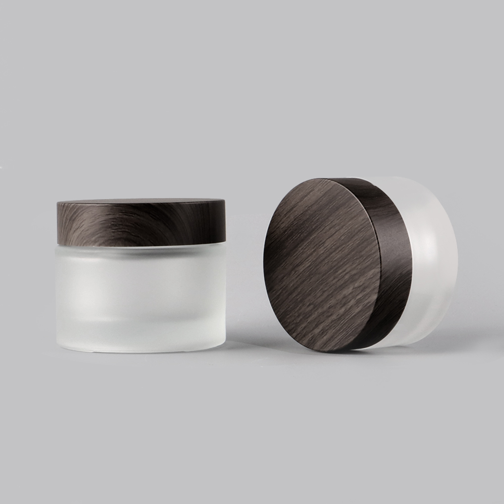 30g 50g frosted cosmetic packaging face cream glass jar ABS black jar wood lid