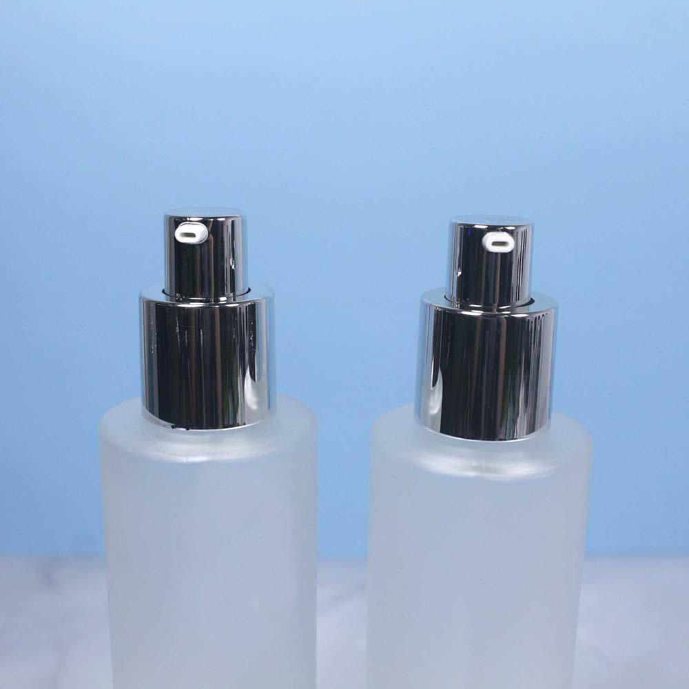 30g 50g frosted jar with silver lid 100ml glass bottle with Silver water drop cover, cosmetics packaging for skin cream