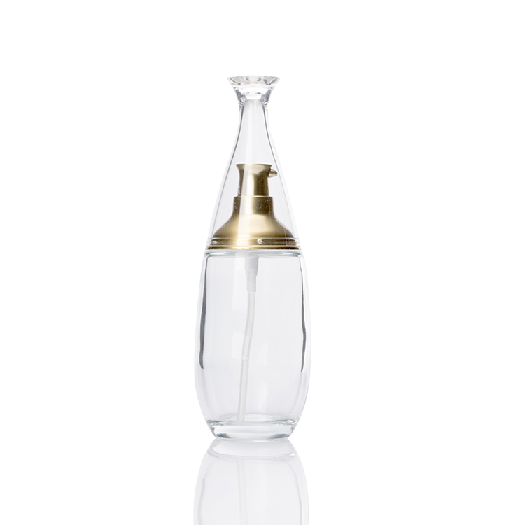 30g 50g glass cream jar with double wall screw lid 40ml 100ml 120ml clear glass bottle set with plastic cap