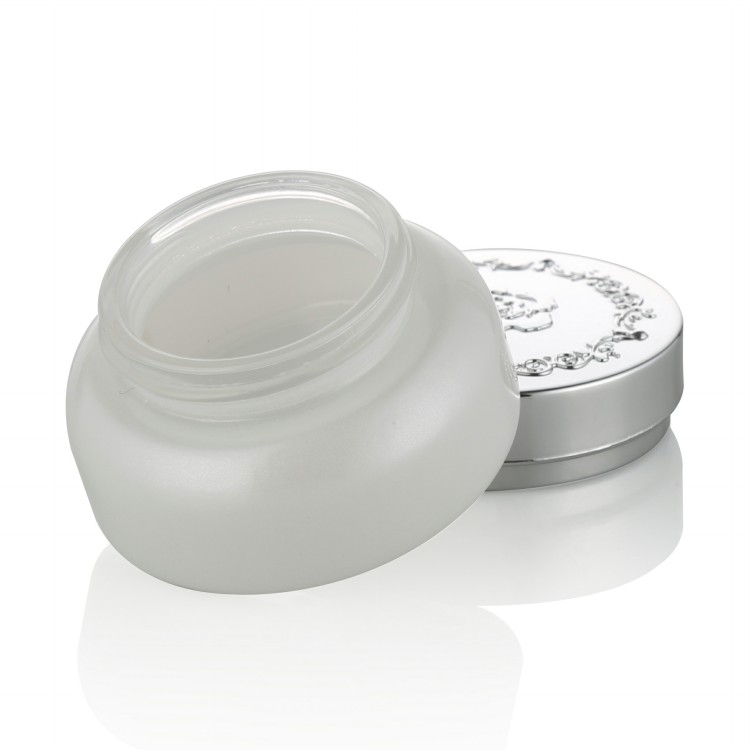 30g 50g glass jar cosmetic packaging matte white glass facial cream jar with aluminum cap