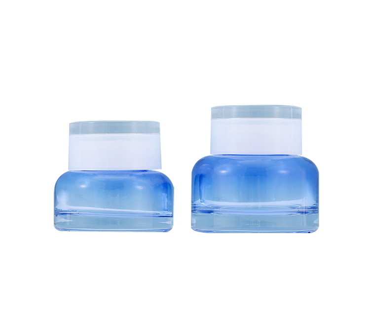 30g 50g gradient pink blue glass cosmetic cream jar with ABS cover