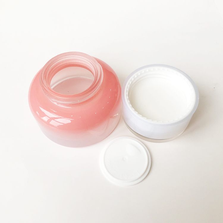 30g 50g gradient pink blue glass cosmetic cream jar with ABS cover