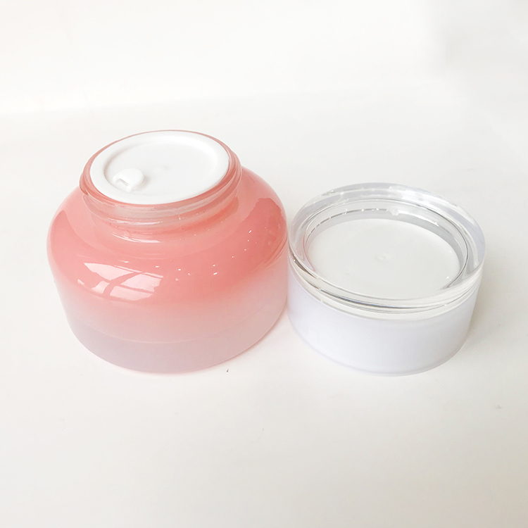 30g 50g gradient pink blue glass cosmetic cream jar with ABS cover
