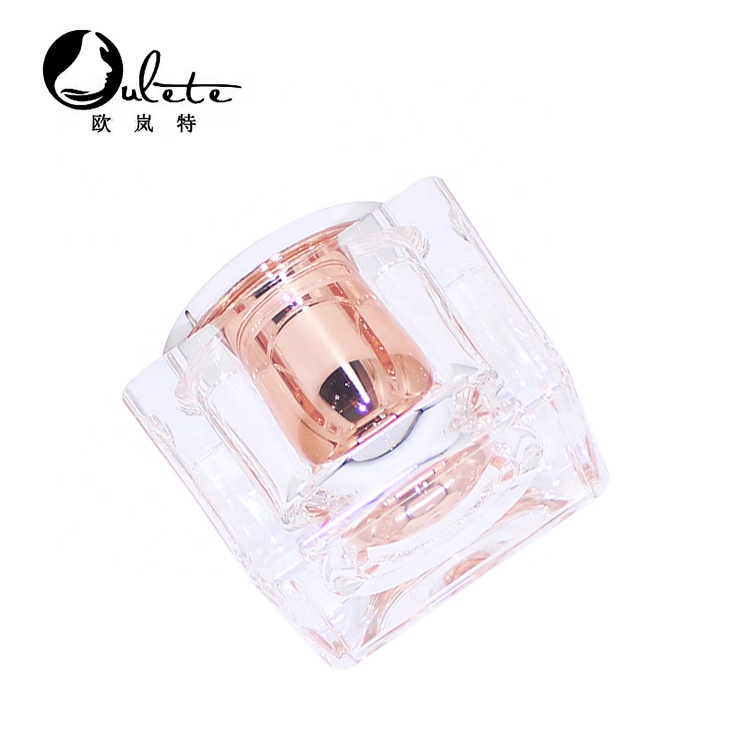30g 50g high grades square plastic rose gold cosmetics cream jar with shiny diamond lid