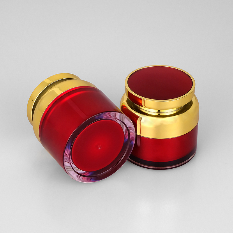 30g 50g in stock ready to ship red plastic luxury acrylic container cream jar for cosmetic packaging