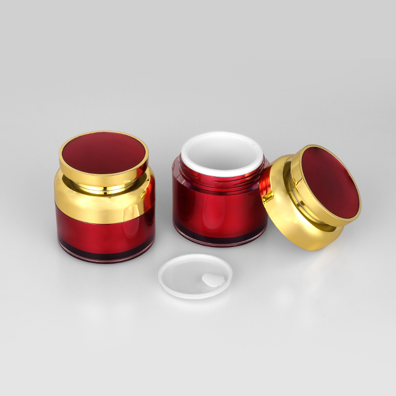 30g 50g in stock ready to ship red plastic luxury acrylic container cream jar for cosmetic packaging