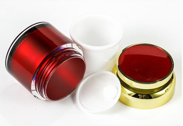 30g 50g in stock ready to ship red plastic luxury acrylic container cream jar for cosmetic packaging