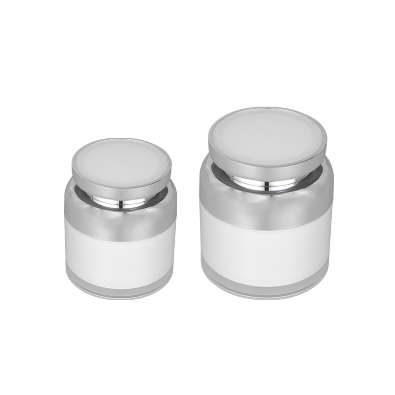30g 50g in stock ready to ship white luxury acrylic container for cosmetic packaging silver cream jar