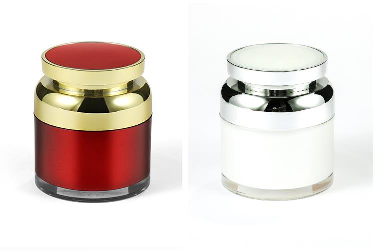 30g 50g in stock ready to ship white luxury acrylic container for cosmetic packaging silver cream jar