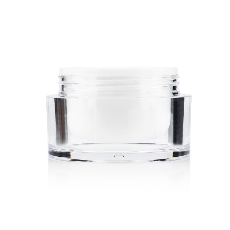 30g 50g round double walled jar acrylic cosmetic cream jar with bamboo lid