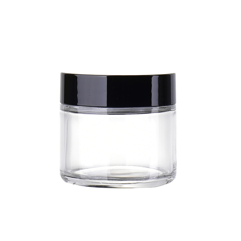 30g 50g small clear cosmetic glass bottle black round glass jar with lid for skin care cream