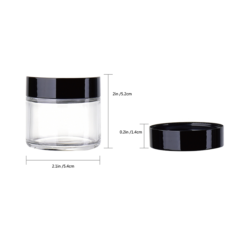 30g 50g small clear cosmetic glass bottle black round glass jar with lid for skin care cream
