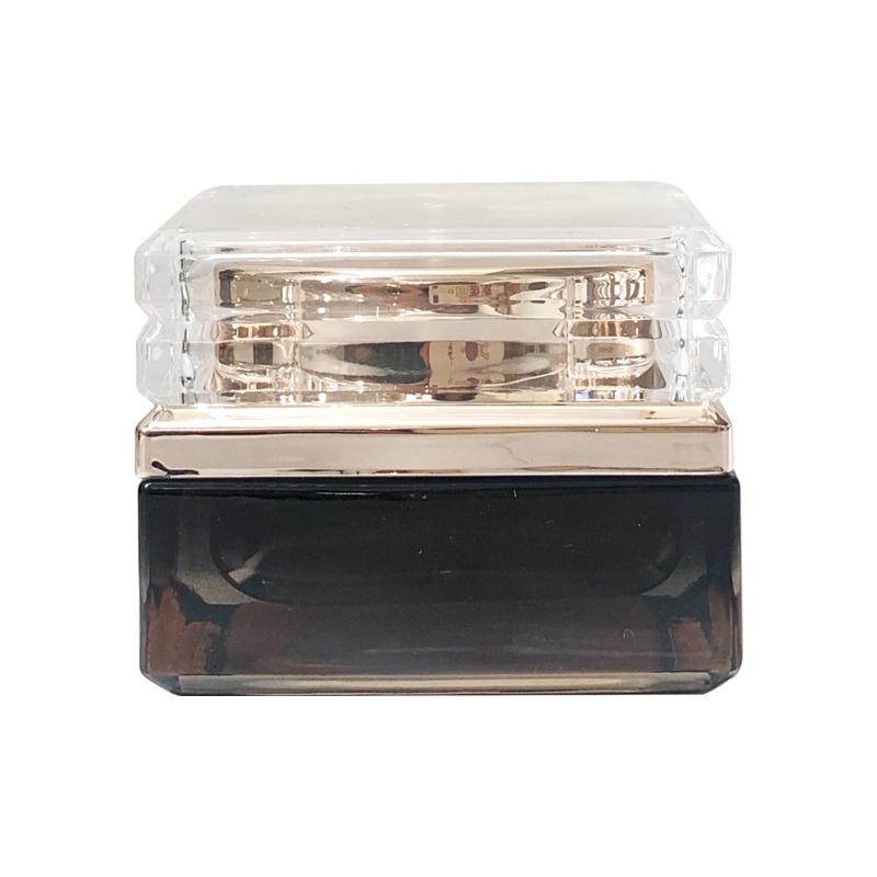 30g 50g square glass cosmetic container empty cream jar with golden cap lid for skincare packaging