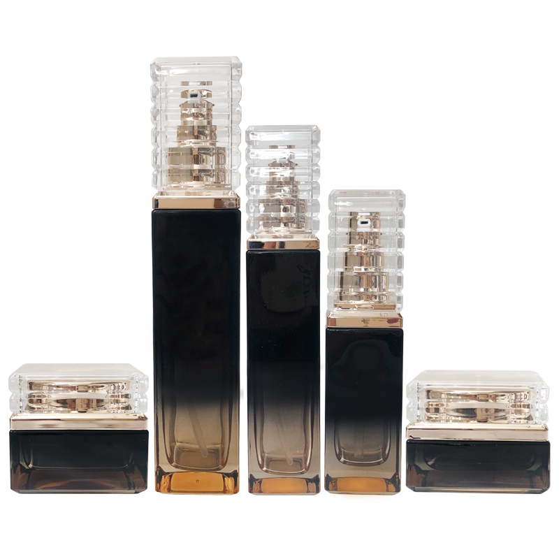 30g 50g square glass cosmetic container empty cream jar with golden cap lid for skincare packaging