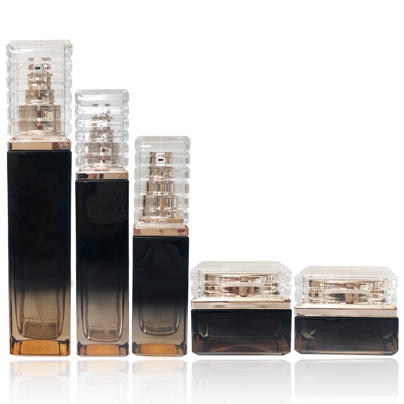 30g 50g square glass cosmetic container empty cream jar with golden cap lid for skincare packaging