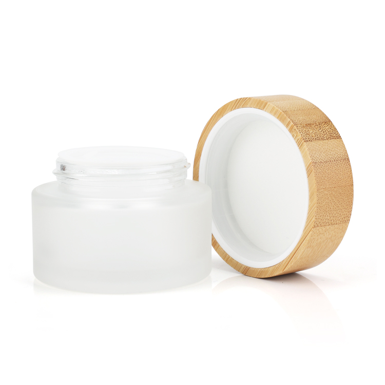 30g 60g 1oz 2oz 4 oz white glass bamboo cap cosmetic cream jar/container cosmetic packaging