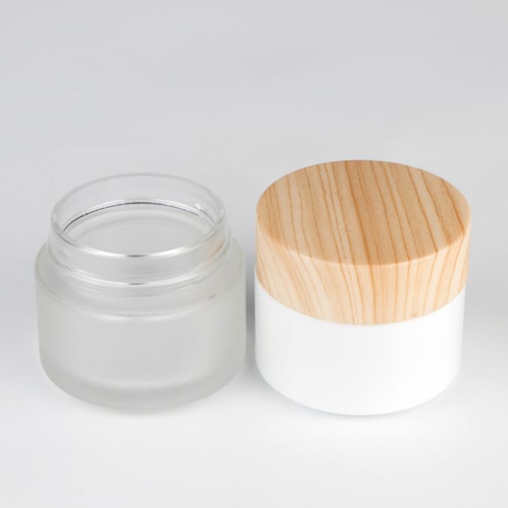 30g 60g 1oz 2oz 4 oz white glass bamboo cap cosmetic cream jar/container cosmetic packaging