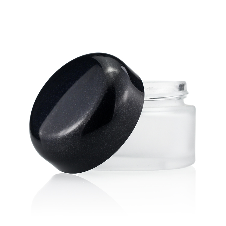 30g Black Glass Frosted Cream Jar Body Cream Jar With Screw Cap Wholesale