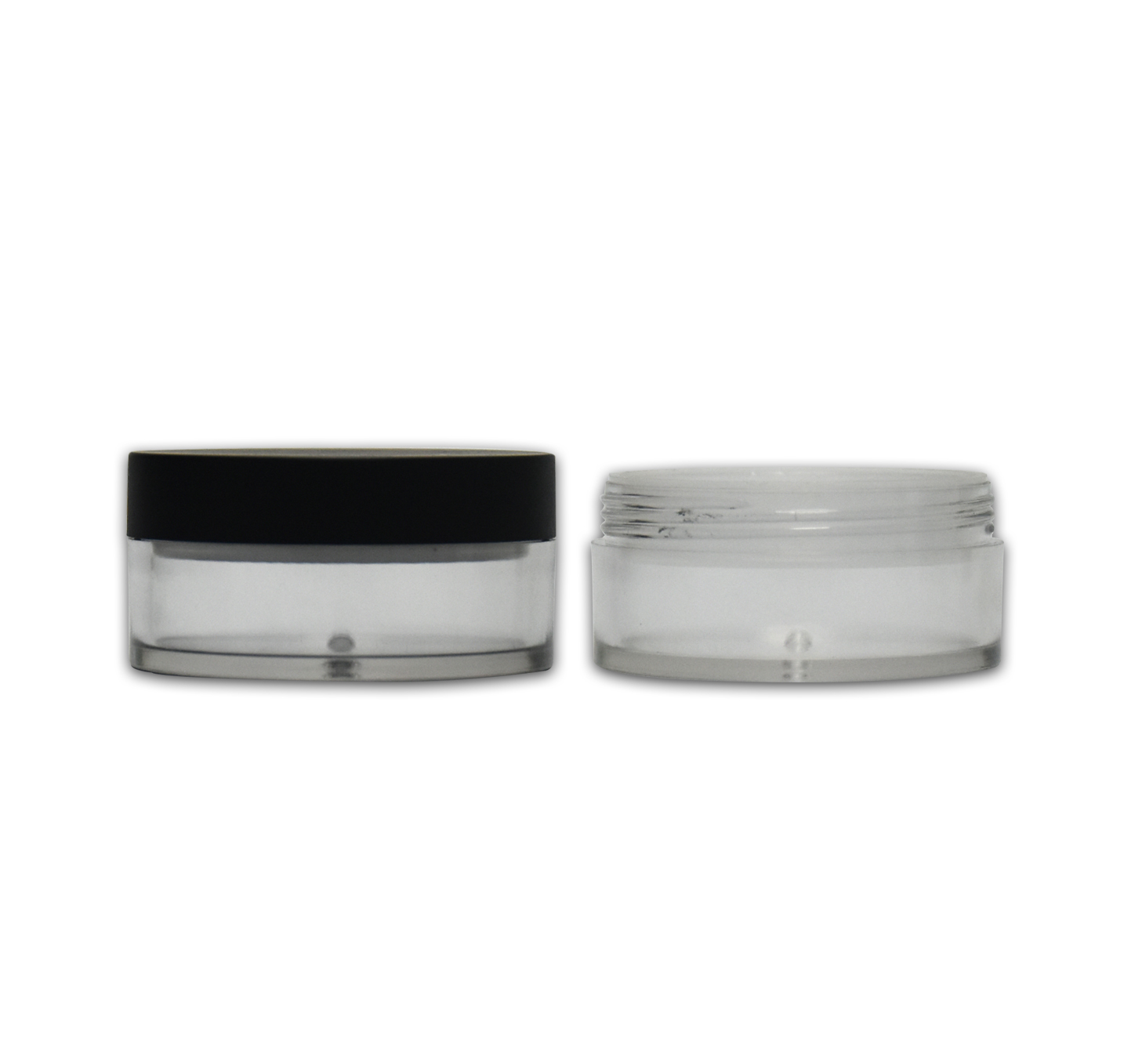 30g Clear Loose Powder Plastic Jar Makeup Powder Packaging Container with Black Screw Cap