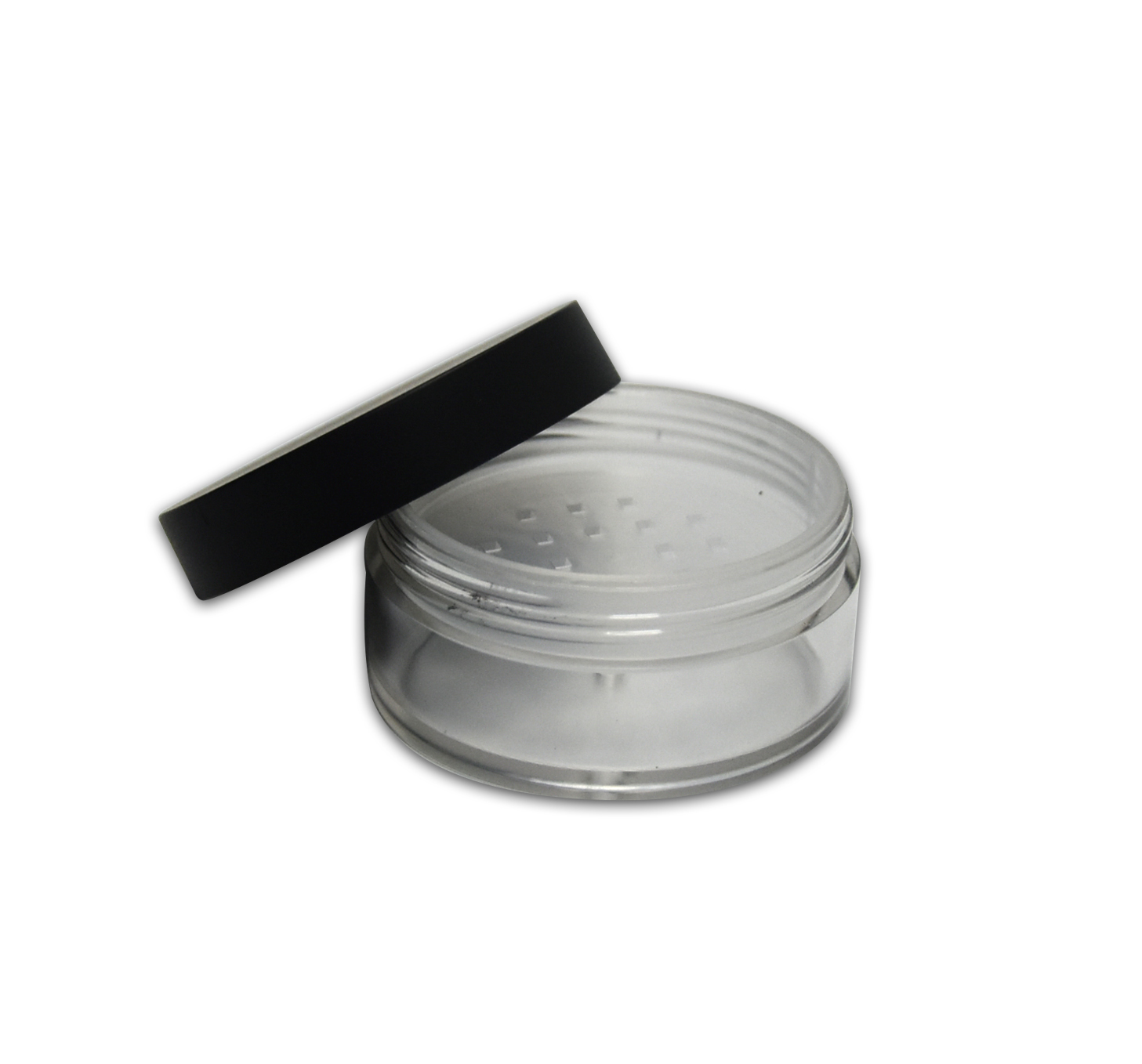 30g Clear Loose Powder Plastic Jar Makeup Powder Packaging Container with Black Screw Cap