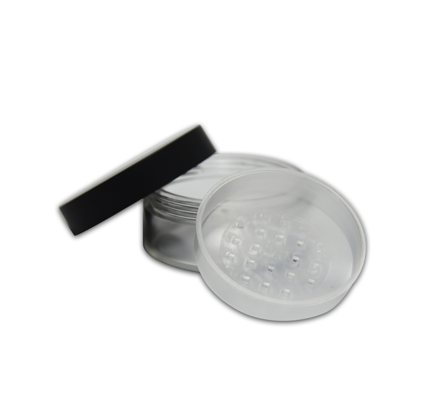 30g Clear Loose Powder Plastic Jar Makeup Powder Packaging Container with Black Screw Cap
