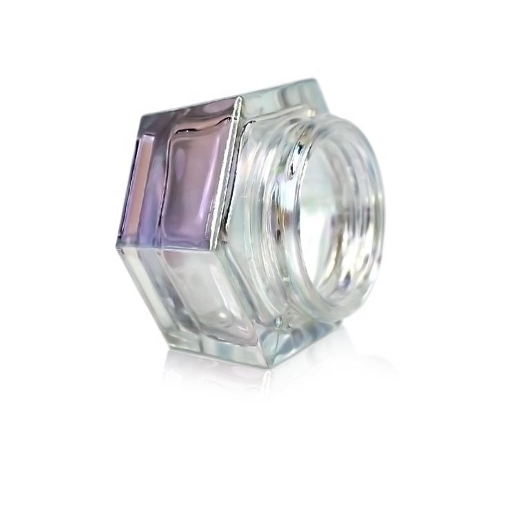 30g Clear silver electroplated face cream hexagonal jar with clear cap 30g