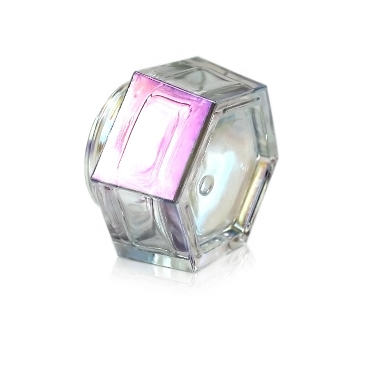 30g Clear silver electroplated face cream hexagonal jar with clear cap 30g