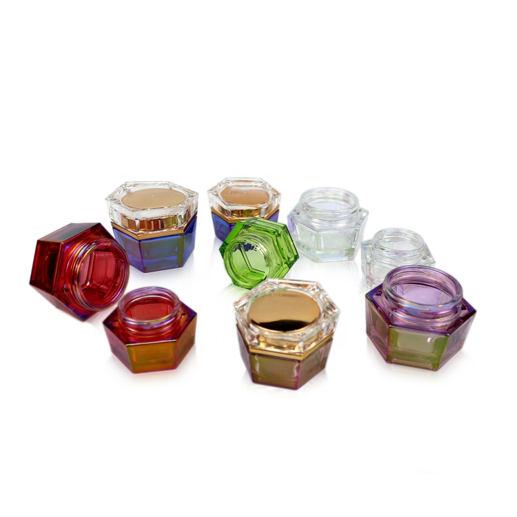 30g Clear silver electroplated face cream hexagonal jar with clear cap 30g