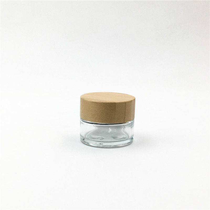 30g Cosmetic Bamboo packaging Eye cream glass jars with natural bamboo lids For Cosmetic