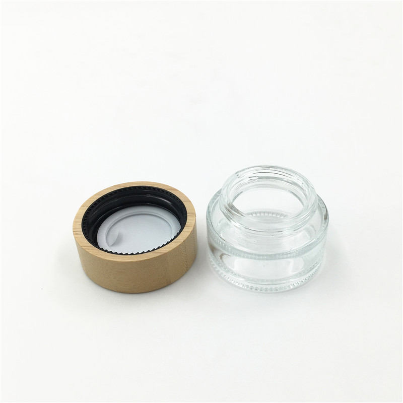 30g Cosmetic Bamboo packaging Eye cream glass jars with natural bamboo lids For Cosmetic