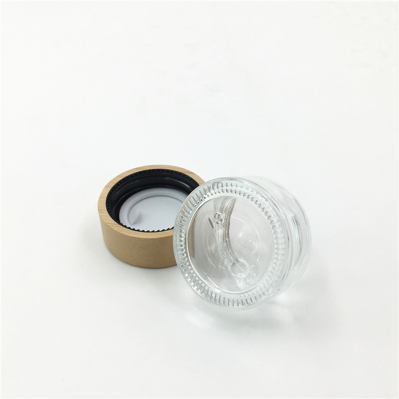 30g Cosmetic Bamboo packaging Eye cream glass jars with natural bamboo lids For Cosmetic