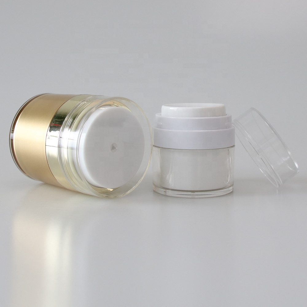 30g Cosmetic Packaging In Stock Acrylic Double Wall Airless Plastic Pump Jar